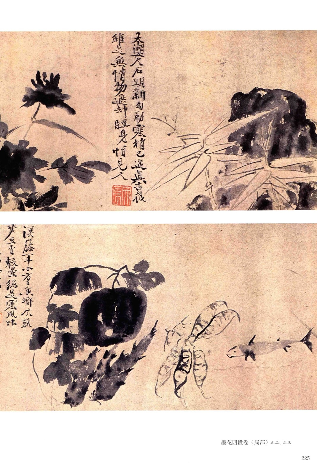 《徐渭书画全集》 绘画卷  墨花四段卷.png